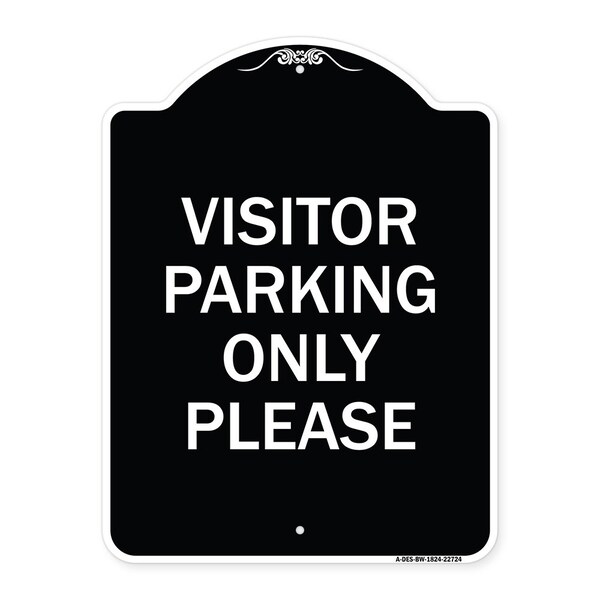 Visitor Parking Visitor Parking Please Heavy-Gauge Aluminum Sign, 24" x 18", BW-1824-22724